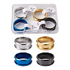 4 Colors Stainless Steel Grooved Finger Ring Settings STAS-TA0001-26A-2