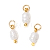 Natural Cultured Freshwater Pearl Potato Charms with Brass Jump Rings X-PALLOY-JF04176-01-1