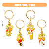 1 Set Flower/Bee/Orange Juice Alloy Enamel Pendant Keychain KEYC-FH0001-38A-2