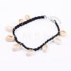 Fashion Style Cowrie Shell Charm Collar Choker Necklaces NJEW-N0052-024-1