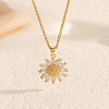 Elegant Brass Clear Cubiz Zirconia Flower Pendant Necklaces GH4498-2