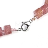 Natural Strawberry Quartz Hexagon Prism Graduated Beaded Necklaces for Women Men NJEW-K388-03U-3