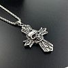 304 Stainless Steel Men's Punk Gothic Skull Cross Pendant Vintage Skull Necklace Jewelry ZG6049-1