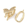 Butterfly Brass Micro Pave Clear Cubic Zirconia Fold Over Clasps KK-Z143-22G-2