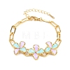 304 Stainless Steel Enamel Flower Link Bracelets for Women BJEW-Z160-02G-01-2