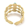 Ion Plating(IP) 304 Stainless Steel Synthetic Turquoise Cuff Rings G-Z056-05G-01-3