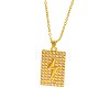 Brass Micro Pave Clear Cubic Zirconia Dog Tag Pendant Necklaces WG1450D-04-2
