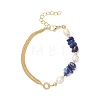 Natural Lapis Lazuli Chip Beads Link Bracelets BJEW-JB12884-02-2