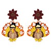 Alloy & Glass Seed Beaded Stud Dangle Earrings FS-WG6CE38-08-1