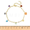 7 Chakra Gemstone Chip Charm 304 Stainless Steel Wavy Bar Link Chain Anklets for Women AJEW-AN00884-4