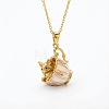 Brass Enamel Cup with Rabbit Fox Pendant Cable Chain Necklaces for Women WG20AE5-02-1