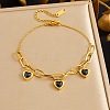 304 Stainless Steel Rhinestone Charm Bracelets BJEW-B171-10G-1