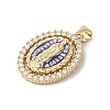 Oval with Virgin Mary Brass Micro Pave Cubic Zirconia Pendants KK-K385-031G-2