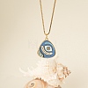 304 Stainless Steel Enamel Evil Eye Pendant Necklaces for Women WGBA65F-04-1