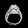 Natural Quartz Crystal Teardrop Adjustable Rings RJEW-K241-03P-11-3