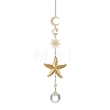 304 Stainless Steel Starfish & Round Glass Hanging Suncatchers HJEW-JM05037-1