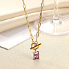 304 Stainless Steel Pave Cubic Zirconia Square Birth Stone Pendant OT Necklaces FS-WGEE56A-02-1