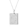 304 Stainless Steel Rectangle Openable Photo Locket Pendant Cable Chain Necklaces for Women WGFF668-07-1
