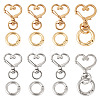 10Pcs 2 Colors Heart Alloy Swivel Snap Hook Clasps & 10Pcs 2 Colors Alloy Spring Gate Rings Findings Kits FIND-TADJ0001-23-1