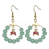 Imitation Jade Glass Beaded Ring Dangle Earrings EJEW-JE05568-2