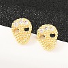 Brass Micro Pave Clear Cubic Zirconia Stud Earrings EJEW-F405-16G-1