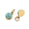 Synthetic Turquoise Half Round Charms with Jump Ring STAS-A097-05G-06-2