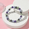 Synthetic Non-Magnetic Hematite & Natural Green Aventurine & Natural Amethyst & Natural Ang Round Beaded Stretch Bracelets BJEW-JB10910-08-2