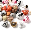 52Pcs 13 Styles Natural Wood European Beads WOOD-CJ0002-82-8