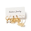 3 Pairs 3 Style Natural Citrine Chips Beaded Cluster Dangle Stud & Leverback Earrings EJEW-JE04895-02-4
