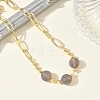 Natural Grey Agate Faceted Flat Round Beaded Brass Paperclip Chain Bracelets GG-CBA37F5-02G-05-3