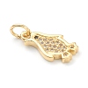 Brass Clear Cubic Zirconia Charms ZIRC-B010-06G-3