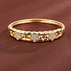 Brass Micro Pave Clear Cubic Zirconia Flower Open Hinged Cuff Bangles for Women WG289CD-01-2