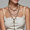 Aluminum & Plastic Pearl 3 Layer Nuggets Tassel Necklaces for Women WG0B97E-01-2
