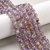 Natural Round Purple Lodolite Quartz/Purple Phantom Quartz Beads Strands G-R011-A01-02-1