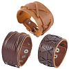 3Pcs 3 Styles Imitation Leather Cord Bracelets for Men BJEW-CL0001-54B-1