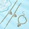 3Pcs 3 Colors 304 Stainless Steel Pave Natural Paua Shell & 201 Stainless Steel Star & Cubic Zirconia Charm Bracelets BJEW-JB13505-1