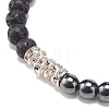 Natural Lava Rock & Synthetic Hematite Stretch Bracelet BJEW-JB08472-01-4