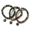 8.5mm Round Natural Indian Agate  Beaded Stretch Bracelets BJEW-C074-01O-1