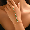 Elegant Brass Pave Clear and Green Cubic Zirconia Geometirc Slave Bracelets IR6615-5