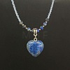 Natural Gemstone Heart Pendant Colorful Glass Seed Beads Beaded Necklaces for Women VA8487-6-1