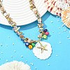 Ocean 304 Stainless Steel Starfish and Natural Shell Pendant AB Color Beaded Necklaces NJEW-JN06213-1