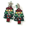 Christmas Tree with Star Handmade Glass Seed Beads Dangle Stud Earrings HU0349-7-1