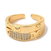 Rack Plating Brass Micro Pave Clear Cubic Zirconia Cuff Rings for Women RJEW-G325-13H-G-2