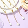 Adjustable Natural Baroque Keshi Pearl Tassel 304 Stainless Steel Cable Chain Lariat Necklaces for Women NJEW-JN06212-1