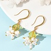 Natural Freshwater Pearl & Natural Amber Dangle Earrings EJEW-JE07368-1