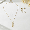 Women's Stainless Steel Stud Dangle Earrings & Lariat Necklaces Sets EB5177-2-4