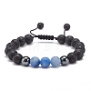 Natural Blue Aventurine & Lava Rock & Synthetic Hematite Round Braided Bead Bracelet BJEW-JB08387-07-1