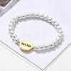 Mother's Day Flat Round with Word Mama Brass Link Bracelets FS-WG7D6C4-01-5