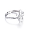 Adjustable Rhodium Plated 925 Sterling Silver Finger Ring Components STER-F048-13P-2