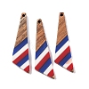 Independence Day Opaque Striped Resin & Walnut Wood Pendants RESI-U010-02F-1